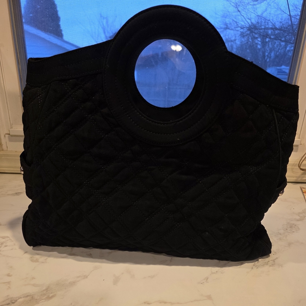 Vera Bradley Black Quilted Tote with Round Handles